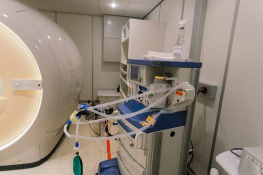 Computed tomography scanner in a hospital laboratory. Health care, medical technology