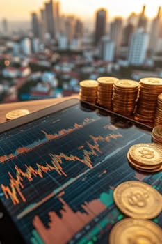 Coin Stack Financial profitability and cost optimization. AI generative.