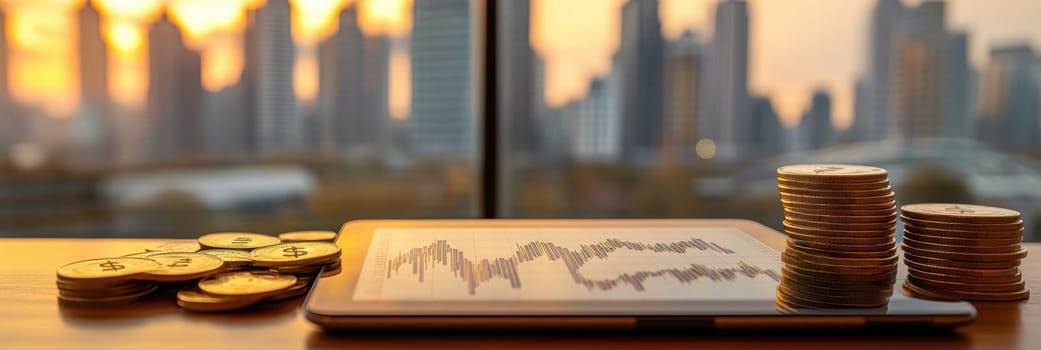 Coin Stack Financial profitability and cost optimization. AI generative.
