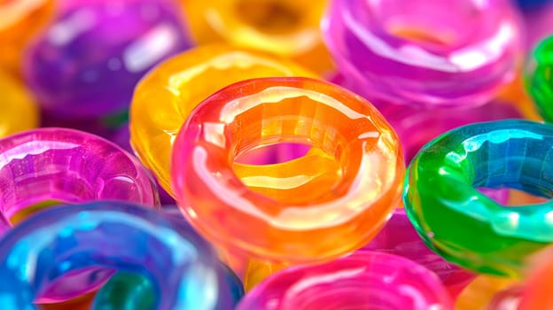 Close-up view of colourful jelly rings. AI generated