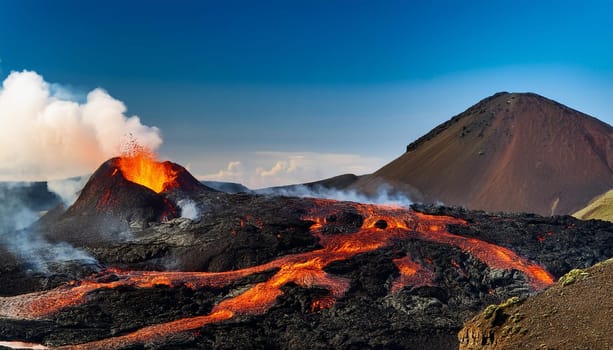 lava from an erupting volcano, AI generated image