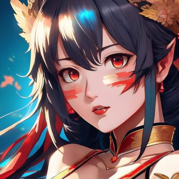 gorgeous young japanese manga woman illustration, AI generated image