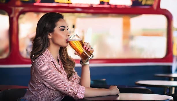 gorgeous woman at american diner bar, AI generated image