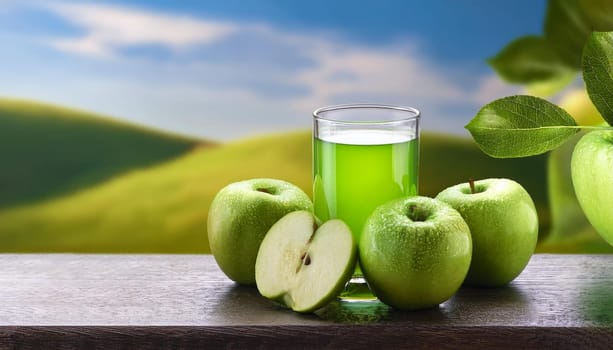 green apples granny smith fruits juice, AI generated image