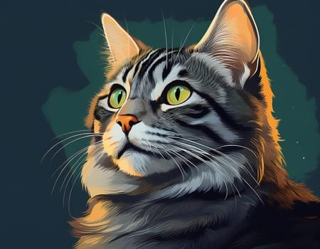 gray tabby cat pet, AI generated image