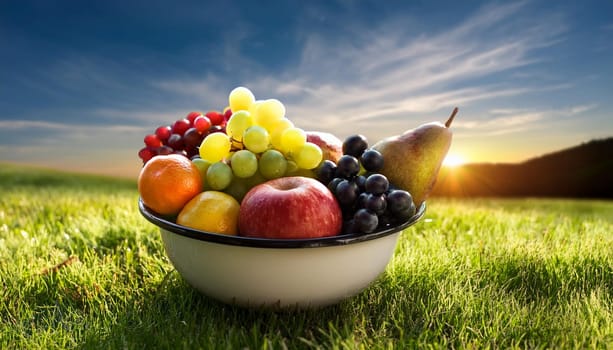 bowl of mixed fruits, AI generated image