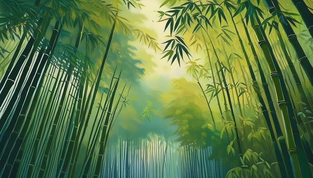 bamboo trees illustration useful as a background, AI generated image