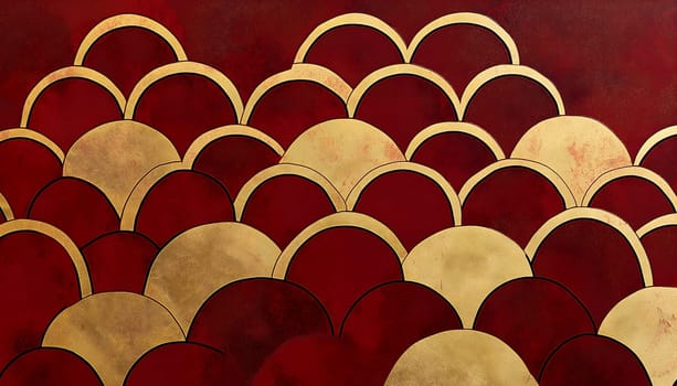 Abstract layout with Chinese neatly paper red lanterns in the night of Chinese Happy New Year festival of happiness. Banner, postcard. Texture