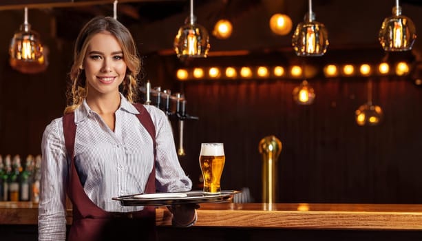 pretty young waitress woman, AI generated image