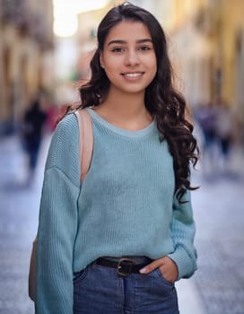pretty young high school female student, AI generated image