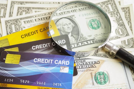 Credit card for online shopping, security finance business.