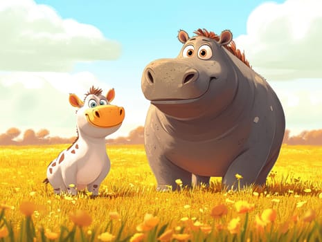 Illustration for children, savannah animals. AI generative.
