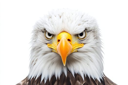An eagle stares intently, its sharp eyes glimmering with focus.