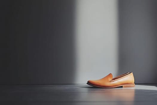 These elegant flat shoes rest stylishly on a clean, solid background, illuminated by soft natural light, showcasing their refined design and color. Perfect for casual or formal occasions.