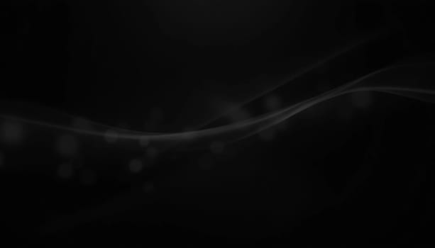 Graceful, swirling curves emerging from a dark backdrop, emphasizing fluidity and a dynamic sense of movement, inviting contemplation. Black background with smooth lines. Generative AI.