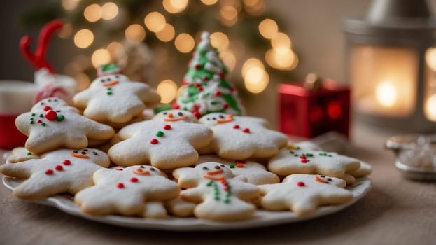 Professionally decorated Christmas sugar cookies featuring intricate holiday-themed designs. These cookies are beautifully hand-iced with royal icing, showcasing festive elements like Christmas trees, snowflakes, reindeer, and Santa. Each cookie is a work of art, crafted to add a delightful and elegant touch to holiday celebrations. Perfect as a treat, a party favor, or a charming gift for friends and family, these cookies are sure to spread holiday cheer with every bite.