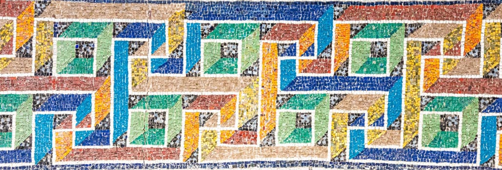 Marble mosaic decoration. Detail and colors in this photography, no people, geometric pattern