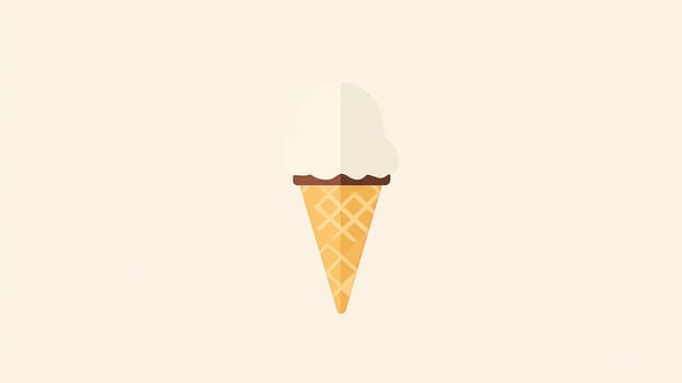 Simple illustration of a vanilla ice cream cone on a pale background, featuring clean lines and pastel colors for a modern, minimalist design.