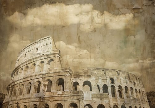 Rome old postcard, Colosseum - vintage style