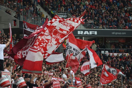 With flags and flags,the fans of SC Freiburg also present themselves in top form at the match of the 1st FBL: 24-25: 1st FBL: 24-25: 7th Sptg. SC Freiburg - FC Augsburg  DFL REGULATIONS PROHIBIT ANY USE OF PHOTOGRAPHS AS IMAGE SEQUENCES AND/OR QUASI-VIDEONann  Photo: Joachim Hahne/johapress