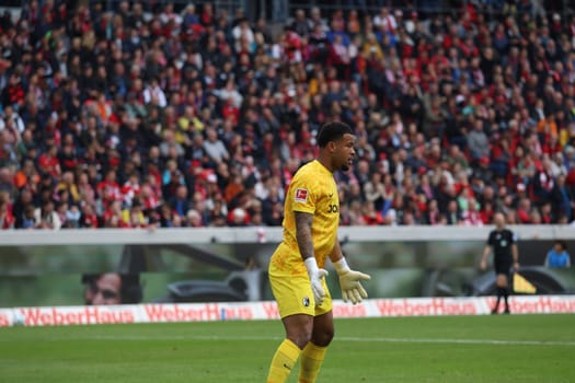 Goalkeeper Noah Atubolu (SC Freiburg) at the match of the 1st FBL: 24-25: 1st FBL: 24-25: 7th Sptg. SC Freiburg - FC Augsburg  DFL REGULATIONS PROHIBIT ANY USE OF PHOTOGRAPHS AS IMAGE SEQUENCES AND/OR QUASI-VIDEONann  Photo: Joachim Hahne/johapress