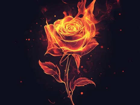 Burning Fire Rose Burn Floral Flower Flames