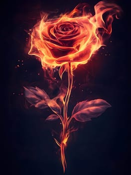Burning Fire Rose Burn Floral Flower Flames