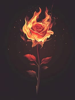 Burning Fire Rose Burn Floral Flower Flames