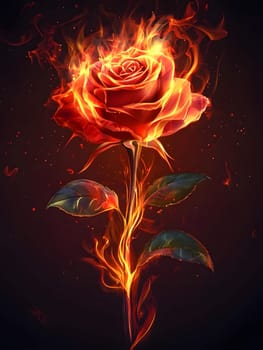 Burning Fire Rose Burn Floral Flower Flames