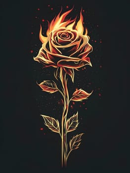 Burning Fire Rose Burn Floral Flower Flames