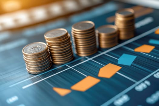 Coin Stack Financial profitability and cost optimization. AI generative.