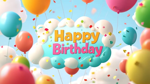 A charming 3D "Happy Birthday"" design featuring vibrant, delicate papercut flowers in powerful hues. The playful combination of bold text and intricate floral elements creates a joyful, whimsical atmosphere perfect for celebrating a special day. This design is filled with festive energy and a lively, artistic flair."