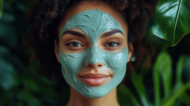 Woman with Green Clay Mask, Spa and Skincare Concept