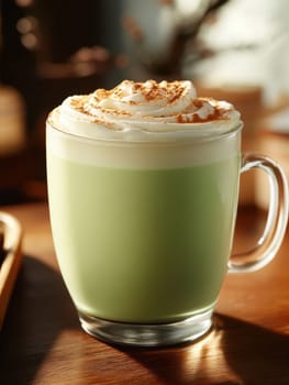 tasty Matcha Latte made from green tea. AI generative.