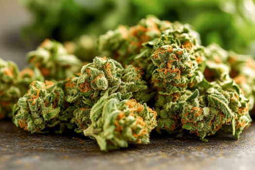 green cannabis flowers in full bloom. AI generative.