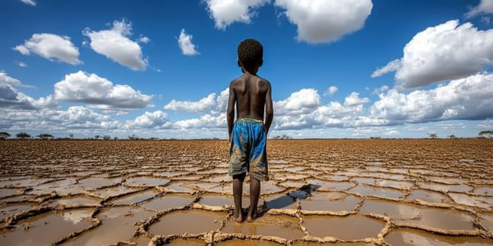 Human Rights Damage Lost in Climate Crisis. AI generative.