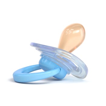 Blue baby pacifier 3D rendering illustration isolated on white background