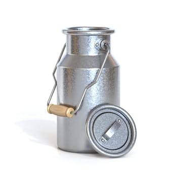 Metal container for milk 3D rendering illustration isolated on white background