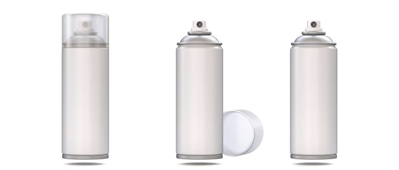 Aerosol spray can mock up 3D rendering illustration isolated on white background