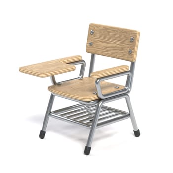 Writing pad student chair 3D rendering illustration isolated on white background