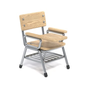 Writing pad student chair Side view 3D rendering illustration isolated on white background