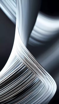 Arrangement of smooth gray lines gracefully intertwines against a soft abstract bokeh background, adding depth and allure. Composition invites the viewer to explore its fluid design. Generative AI.
