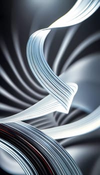 Arrangement of smooth gray lines gracefully intertwines against a soft abstract bokeh background, adding depth and allure. Composition invites the viewer to explore its fluid design. Generative AI.