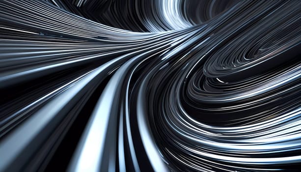 Arrangement of smooth gray lines gracefully intertwines against a soft abstract bokeh background, adding depth and allure. Composition invites the viewer to explore its fluid design. Generative AI.