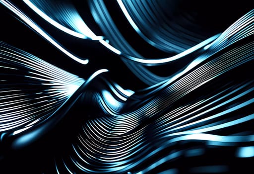 Arrangement of smooth gray lines gracefully intertwines against a soft abstract bokeh background, adding depth and allure. Composition invites the viewer to explore its fluid design. Generative AI.