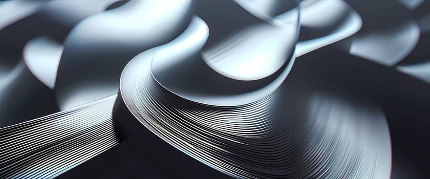 Arrangement of smooth gray lines gracefully intertwines against a soft abstract bokeh background, adding depth and allure. Composition invites the viewer to explore its fluid design. Generative AI.