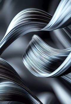 Arrangement of smooth gray lines gracefully intertwines against a soft abstract bokeh background, adding depth and allure. Composition invites the viewer to explore its fluid design. Generative AI.