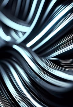 Arrangement of smooth gray lines gracefully intertwines against a soft abstract bokeh background, adding depth and allure. Composition invites the viewer to explore its fluid design. Generative AI.
