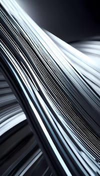 Arrangement of smooth gray lines gracefully intertwines against a soft abstract bokeh background, adding depth and allure. Composition invites the viewer to explore its fluid design. Generative AI.