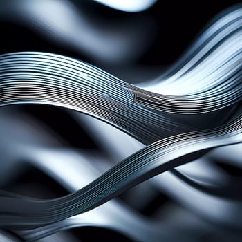 Arrangement of smooth gray lines gracefully intertwines against a soft abstract bokeh background, adding depth and allure. Composition invites the viewer to explore its fluid design. Generative AI.